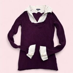 Women's Purple Sweater with White Collar